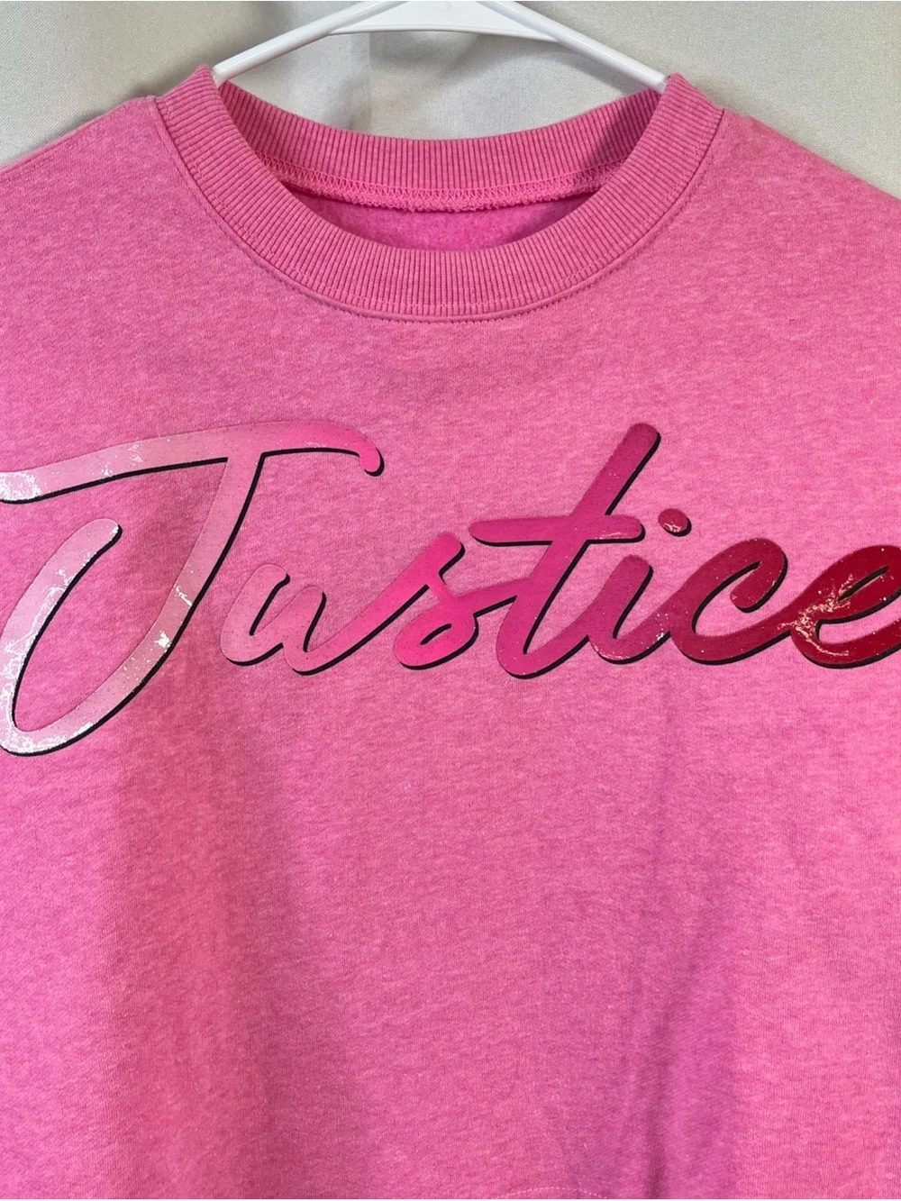 Justice Girls Cropped Sweatshirt Pink Size Small (7/8)
